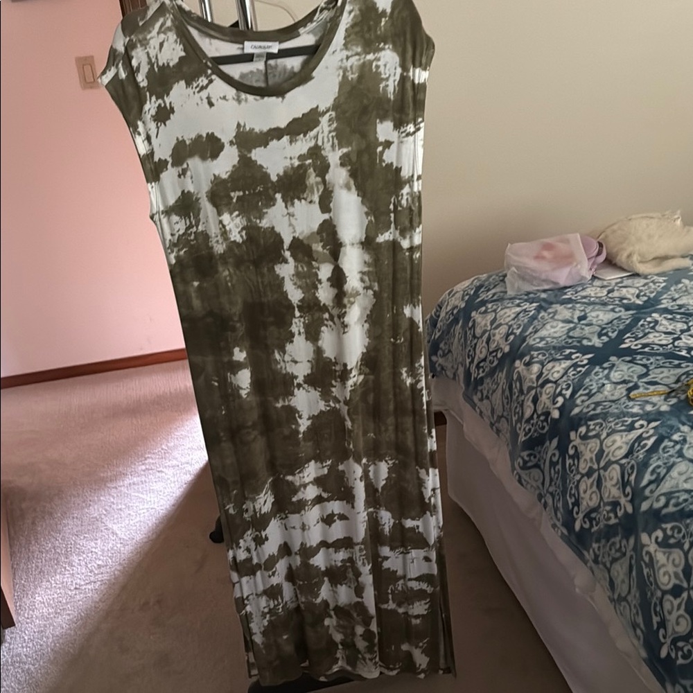 Calvin Klein Olive Tie-Dye Maxi Dress Size 8